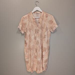 Faherty Gemina Linen Dress Neutral Natural Pockets Beach Farm Casual - Size S